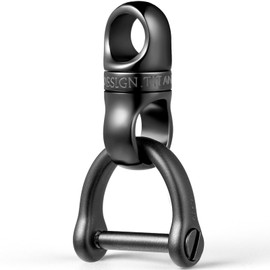 FEGVE Titanium Swivel Small Key Ring with 1/2inch D Ring Keychain for Car Key Fob,DIY Bag (Black)