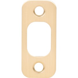 Stone Harbor Hardware Round Corner Deadbolt Strike Plate, 1" x 2-1/4", 1-5/8" Center-to-Center, Satin Brass