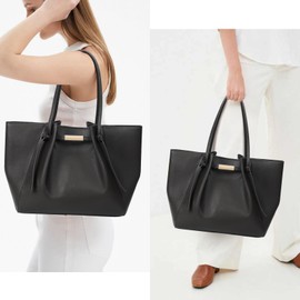 JQWSVE Faux Leather Tote Bag for Women Designer Shoulder Handbags Large Capacity Work Tote Bag Trendy Luxury Hobo Handbag (Black)