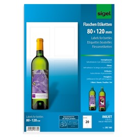 Sigel 80 x 120mm Labels for Bottles (20 Pieces)