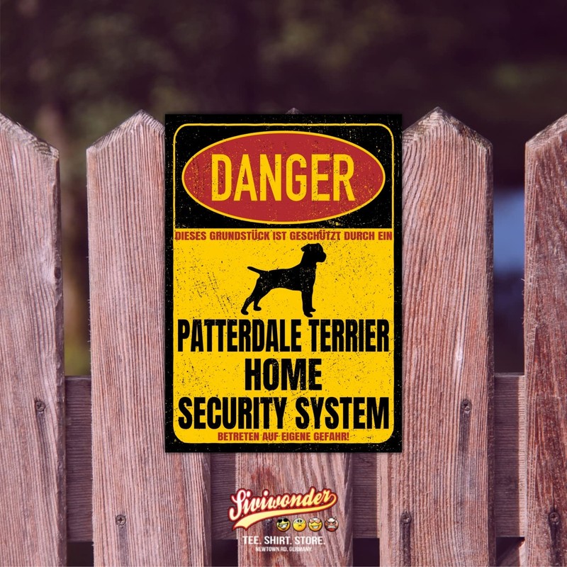 Patterdale Terrier Sign Danger Security System Door Sign Dog Sign