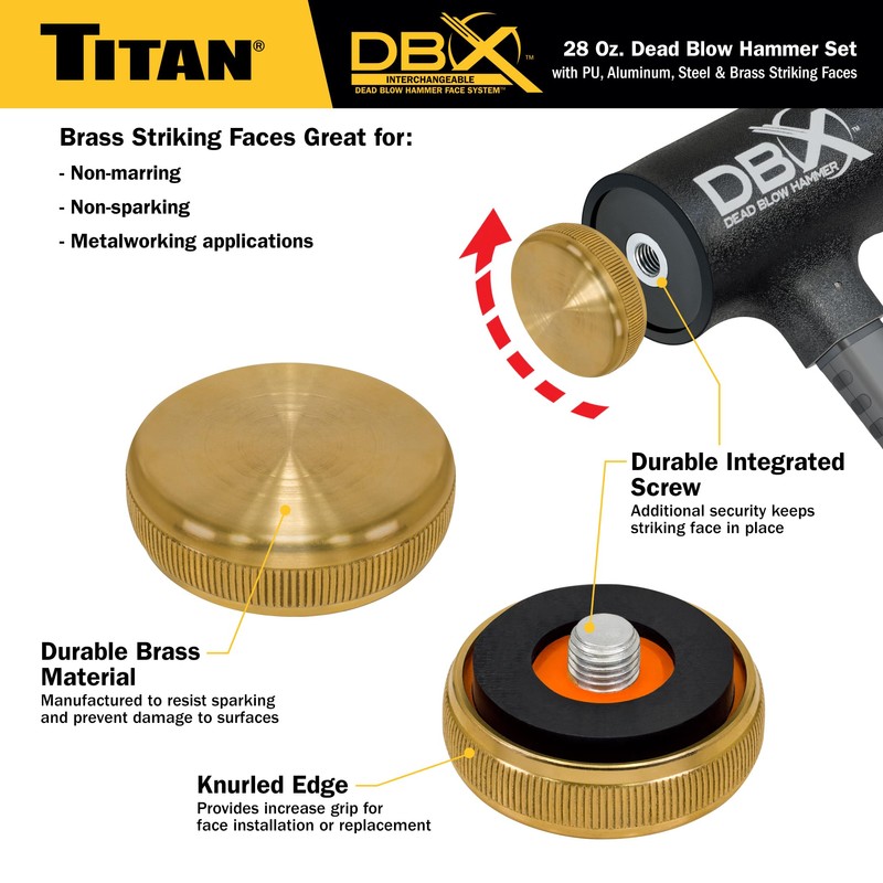 Titan DBX 63634 28oz Dead Blow Hammer Set with Interchangeable