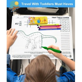Unbranded 10pcs Airplane Travel Essentials Tray Table Cover Dinosaur Coloring Game For Kid