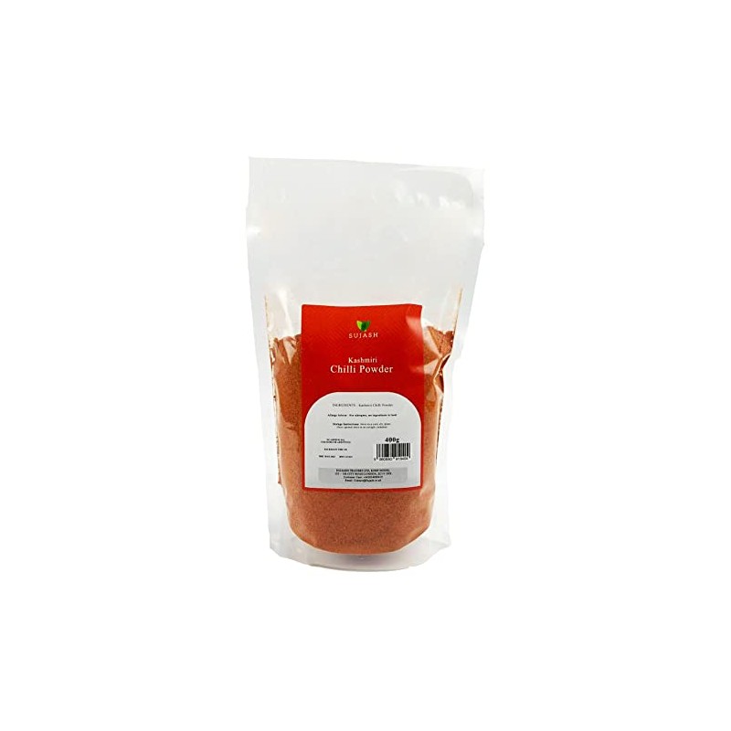 SUJASH Kashmiri Chilli Powder 400g | Resealable Zip Lock Bag