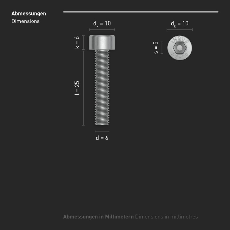 INBUS® Cylindrical Screws with Hexagon Socket M 6 × 25