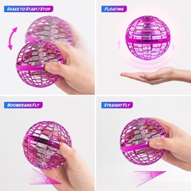 WHATOOK Flying Orb Ball Toy: 2024 Upgraded Galaxy Boomerang Ball, Hover Orb, Cosmic Globe Flying Spinner, Hand Controlled Mini Drone Ball, Cool Toys for 6 7 8 9 10+ Years Old Boys Girls Teens, Red