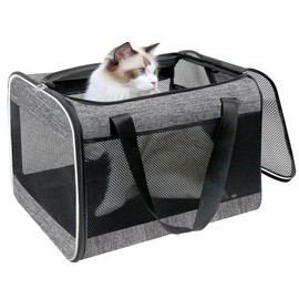 HiCaptain Cat Carrier Bag, Lightweight Soft Cat Carrier with Top Mesh Window, Breathable Pet Carrier for Medium Cats and Small Dogs Puppies up to 15 lb - Grey