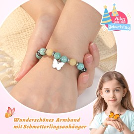 Aunis 8th/9th/10th Birthday Gifts for Girls Butterfly Natural Stone Bracelets with Quote Card