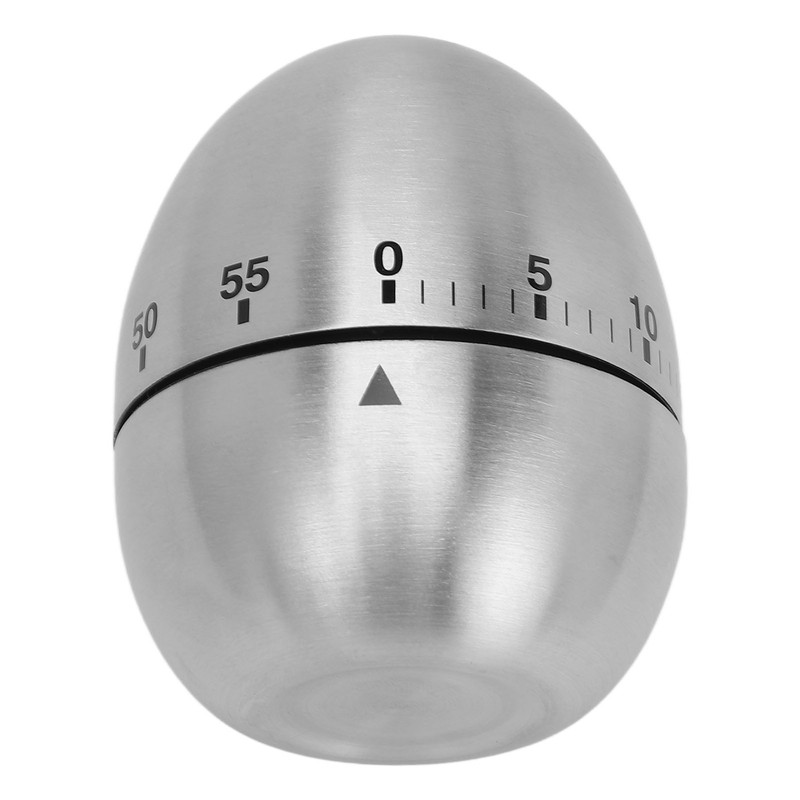 Mechanical Timer Egg Shaped Clear Scale Stainless Steel Timing Reminder