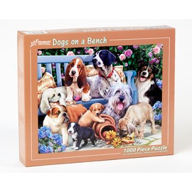 Vermont Christmas Company Dogs on a Bench Jigsaw Puzzle 1000 Piece