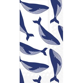 IHR Ideal Home Range Dinner Napkins Disposable 3-Ply Paper Hand Towels, 8.5" x 4.5", Whales, 16-Count