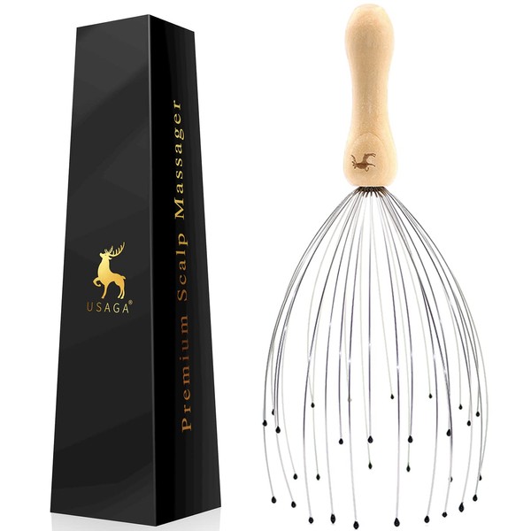 USAGA 32 Fingers Head Massager, Head Scratcher Scalp Massager, Stocking