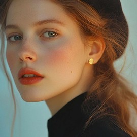 PWQIEE Gold Earrings 14K Gold Stud Earrings for Women Shell-Like Aesthetic Adorable and Comfort-Focused Womens Stud Earring 12mm