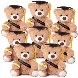 Jenaai 8 Pcs 10 Inch Graduation Bear Bulk Teddy Bear with Cap Sash Diploma, Class of 2026 End of Year Gift for College Senior Elementary Preschool School Classroom Party