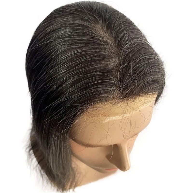 Hombres Tupé for hombre con encaje suizo #1B20, cabello humano