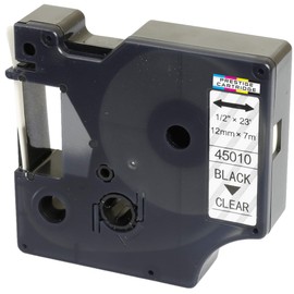 Compatible Tape 45010 S0720500 Black on Clear 12mm x 7m Replacement for LabelManager LM 160 210D 220P 260P 280 360D 420P 450D 500TS PnP MobileLabeler LabelPoint LabelWriter LW 400 450 Duo