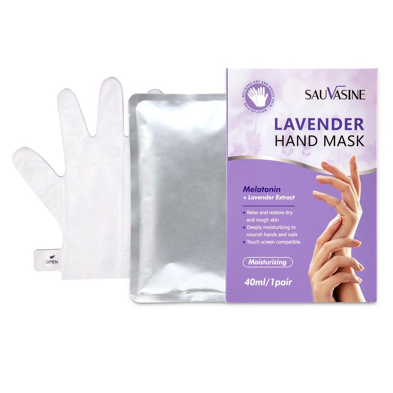 1 pair Lavender Hand Mask, 40ml, Touch Screen Compatible, Medium