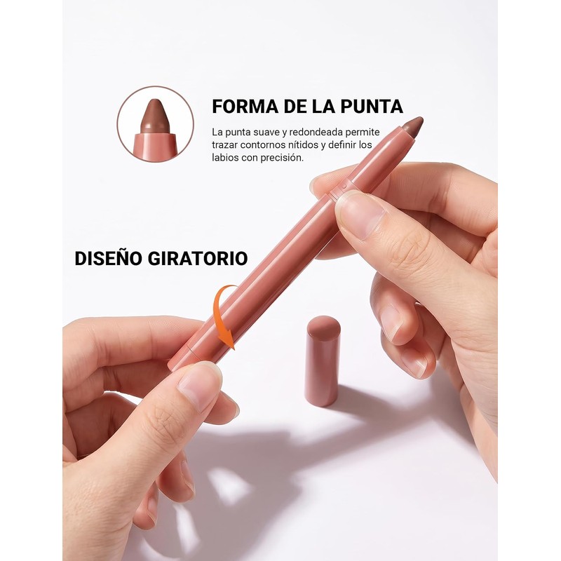 Erinde Lápiz Delineador de Labios en tono Crema Mate,Larga Duración,#03