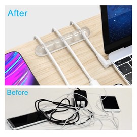 INCHOR Cord Organizer, Clear Cable Organizer Cord Holder, Wire Organizer USB Cable Management Cord Keeper, 3 Packs Cable Clips for Car Home and Office (7, 5, 3 Slots)