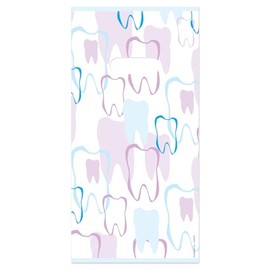 Practicon Tooth Outline 6" x 12" Dental Giveaway Bag, Dental Hygiene Patient Care Goodie Bag, Dentist Office Plastic Gift Bags, 100 Pack