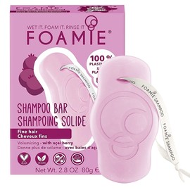 FOAMIE Shampoo Sólido para Cabello Fino y Delgado sin Sulfatos y Parabenos con Baya de Acai Aceite de Almendra y Aceite de Menta I Volumen Fortalecimiento Hidratación| 100% Vegano I Shampoo en Barra