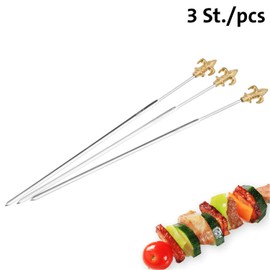 Westmark Schaschlikspieße-Set, 3tlg., Länge: 31,2 cm, Rostfreier Edelstahl/Messing, Lilie, Silber/Gold, 12662270