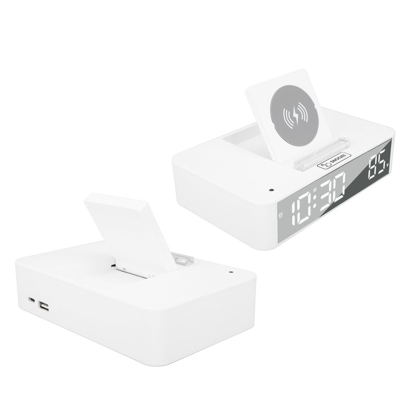 10W Digital Alarm Clock One Button Lifting LED Mirror Electronic