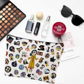 MAKEGONE Coraline Gifts for Women, Coraline Merch, Coraline Stuff Fantasy Cartoon Movie Makeup Bag Travel Bag Zipper Pouch for Movie Fans