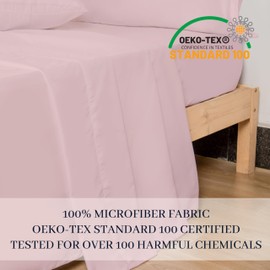 HBHLFZ King Flat Sheet - Ultra Soft Polyester Top Sheet - Hotel Quality Bed Sheets - Comfortable Wrinkle-Free - Easy to Care for - 1 King Flat Sheet Only（King，Light Pink）