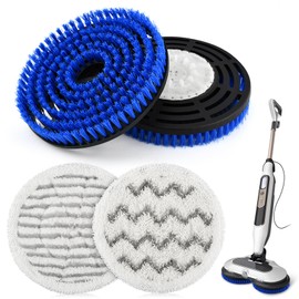 Waylenbo Steam Mop Replacement Brush Heads for Shark S7001/S8201/S7201/S7000 Series, 4-Pack Brush and Mop Cloth for Deep Cleaning & Scratch-Free Polishing on Hardwood & Tile Floors