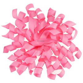 PATIKIL 4 Inch Grosgrain Curly Bows for Gift Wrapping, 6 Pcs Self-Adhesive Curly Ribbon Twist Tie Bows Christmas Burst Gift Bow for Presents Wedding Birthday Party Decorations, Rose Pink