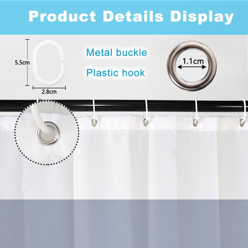 SDOTPMT 105 x 160 cm Grey White Two-Tone Shower Curtain
