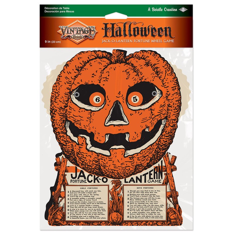 Beistle Jack-O-Lantern Fortune Wheel Game, 9-Inch by 7-1/2-Inch, Multi-colored