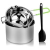 Double Boiler Pot Set, Stainless Steel Melting Pot with Silicone Spatula for Melting Chocolate, Soap, Wax, Candle Making (600ml and 1600ml,Green)