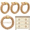 QNNEFF 6PCS Nautical Twisted Jute Rope Drawer Pulls Brushed Brass