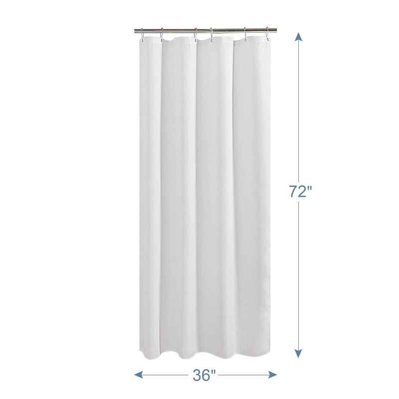 AmazerBath White Waffle Shower Curtain, 36x72 Inches, Fabric Stall Curtain