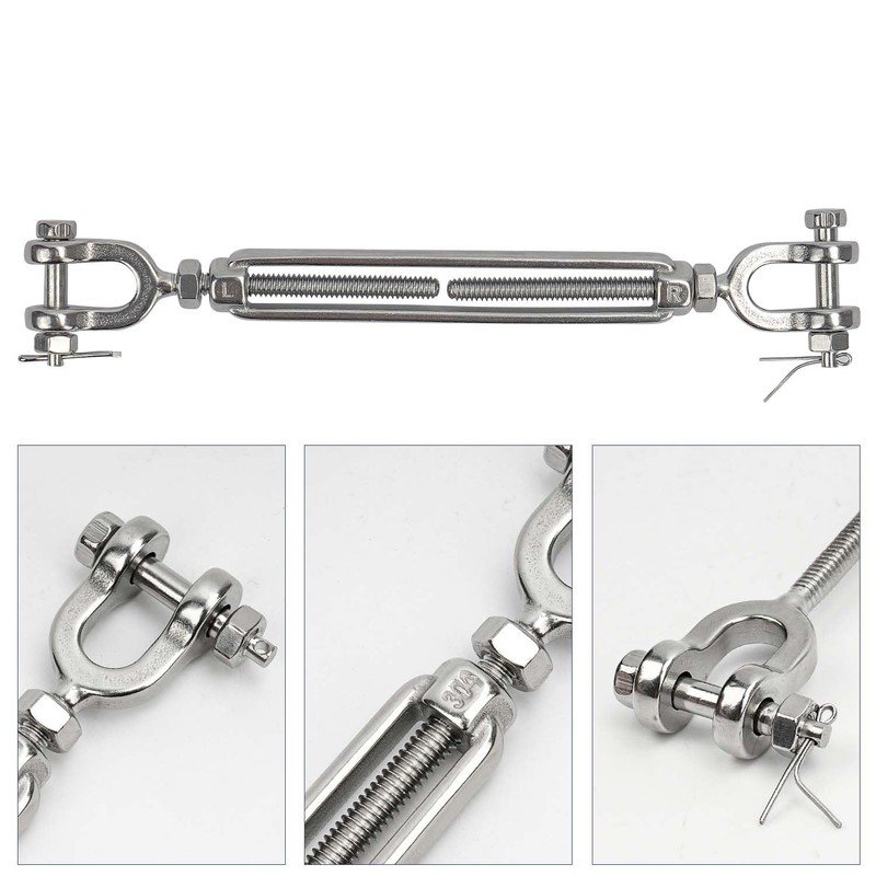 3 Pack Turnbuckle 3/16(M5) 304 Stainless Steel Turnbuckles, 660 lbs
