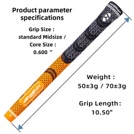 JunshunGolf Golf Grips 2 Piece Set-All Weather Corded Rubber Grips for Golf Clubs, Standard/Midsize/Oversize for Wedges, Drivers, Irons, Hybrids Irons Hybrids