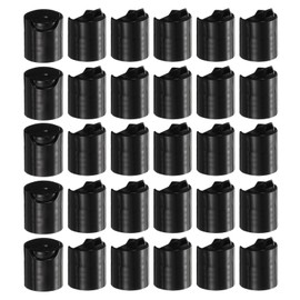 Uxcell 30pcs PP Plastic Disc Top Caps, 20/410 Replacement Press Caps, Durable Dispensing Lids for Squeeze Bottles, Refillable Bottles, Black