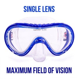 Crown Junior Kids Youth Size Semi-Dry Diving & Snorkel Set - Blue