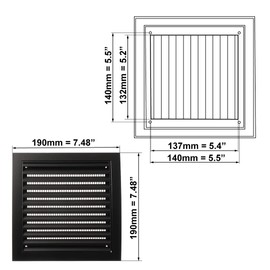190x190mm / 7.5x7.5 inch Air Vent Cover - Ventilation Grille with Flyscreen - ABS Plastic Anthracite