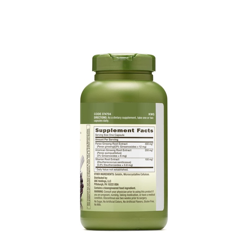 GNC Herbal Plus Triple Ginsa Supplement, Supports Vitality, 200 Servings