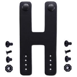 IWB Belt Loop - Double Strap - (8-9oz Leather) - Black w/Black Pull-The-Dot Snaps & Mounting Hardware - for Holster Carry - (Fit 1.25-2.00 Inch Belts (Adjustable)