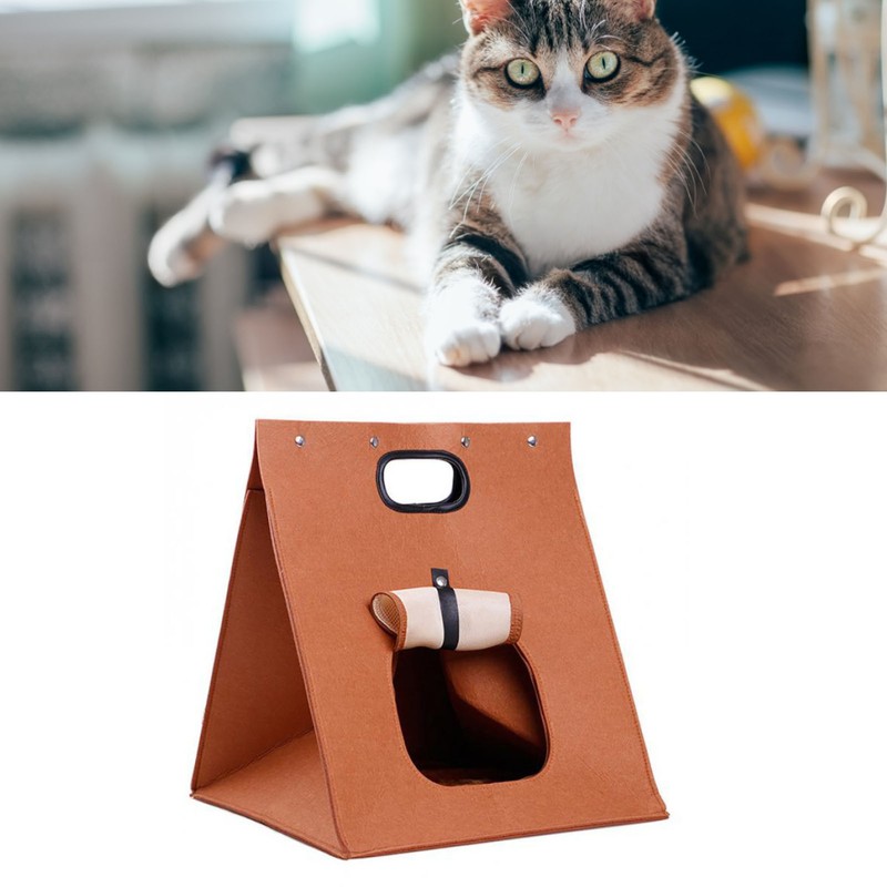 Felt Cat House Removable Washable Folding Integrated Felt Cat Sleeping