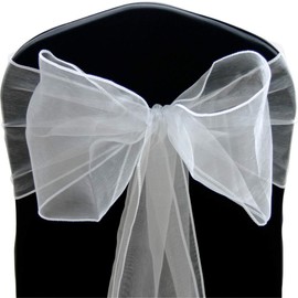 Time to Sparkle 10pcs 22x280cm Silver Cloud Organza Sashes Wider Sash Fuller Bows Chair Cover Bows Sash for Wedding Party Birthday Decoration
