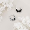Black Onyx Hoop Earring for Women Sterling Silver Small Nordic