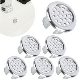 6 Pack Sink Overflow Ring Bathroom Sink Overflow Trim Ring Plastic Mesh Round Hole Cover for Bathroom Kitchen Sink Basin Trim Overflow Cover