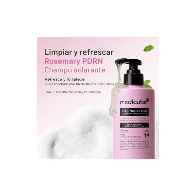 Medicube Rosemary Pdrn Cooling Thickening Shampoo Romero Fórmula Ligera Diaria