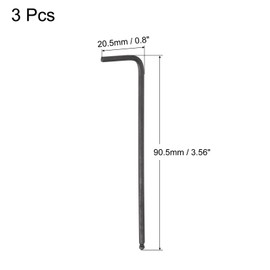 uxcell 3pcs 2.5mm Ball End Hex Key Wrench, Metric L Shaped Long Arm CR-V Repairing Tool for Bikes Furniture Repair, Black