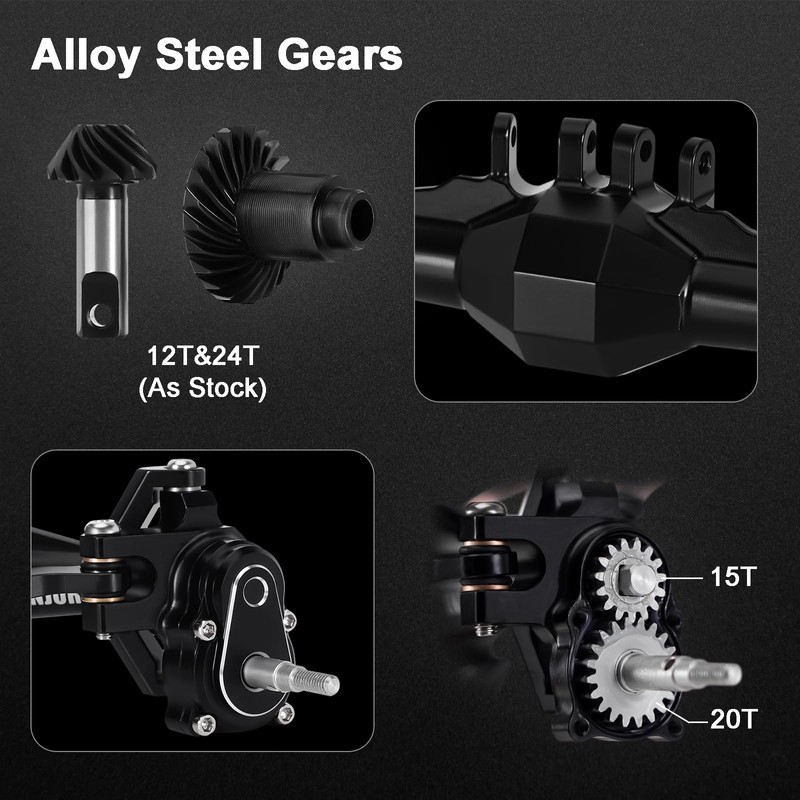 INJORA +5mm Diamond Portal Axles with Lay Down Servo Mount